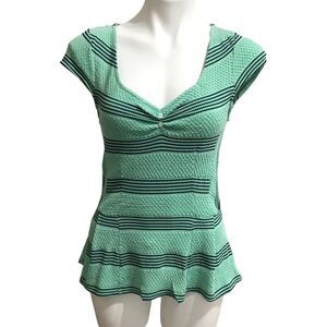 Anthropologie Postage Stamp Green Sweetheart Cinched Neckline Size Medium